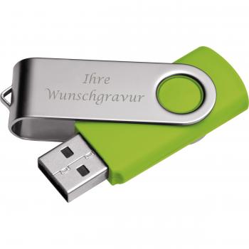 USB-Stick Twister mit Gravur / 8GB / aus Metall / Farbe: silber-hellgrün