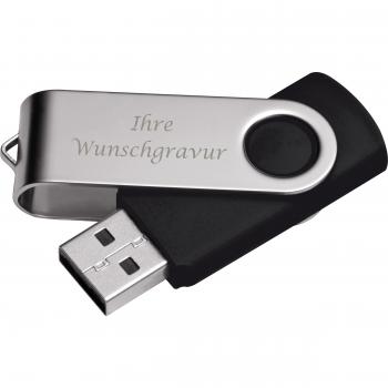 USB-Stick Twister mit Gravur / 8GB / aus Metall / Farbe: silber-schwarz