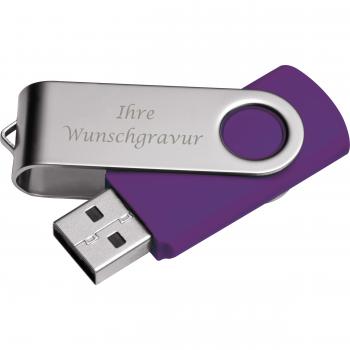 USB-Stick Twister mit Gravur / 8GB / aus Metall / Farbe: silber-violett