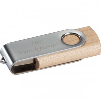 USB-Stick Twister mit Gravur / 8GB / aus Walnuss-Holz