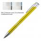 Preview: 10 Kugelschreiber aus Metall / je 10 schwarze + blaue Minen / Farbe: gelb