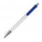 Preview: 10 Kugelschreiber mit Gravur / Farbe: weiß mit blauen Clip