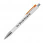 Preview: 10 Kugelschreiber mit Gravur / Farbe: weiß mit orangen Clip