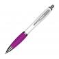 Preview: 10 Kugelschreiber mit Namensgravur - aus Kunststoff - Farbe: weiß-lila