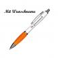Preview: 10 Kugelschreiber mit Namensgravur - aus Kunststoff - Farbe: weiß-orange