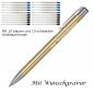 Preview: 10 Metall Kugelschreiber mit Gravur / je 10 schwarze + blaue Minen / gold