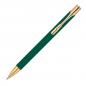 Preview: 10 Metall-Kugelschreiber mit Namensgravur - goldene Applikationen - dunkelgrün