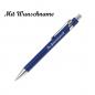 Preview: 10 Metall-Kugelschreiber mit Namensgravur - silberne Applikationen - Farbe: blau
