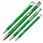 Preview: 10 schlanke Kugelschreiber mit Gravur / aus Metall / Farbe: grün