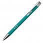 Preview: 10 schlanke Kugelschreiber mit Gravur / aus Metall / Farbe: türkis