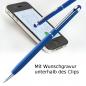 Preview: 10 Touchpen Drehkugelschreiber mit Gravur / aus Edelstahl / Farbe: blau
