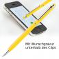 Preview: 10 Touchpen Drehkugelschreiber mit Gravur / aus Edelstahl / Farbe: gelb