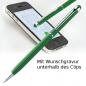 Preview: 10 Touchpen Drehkugelschreiber mit Gravur / aus Edelstahl / Farbe: grün