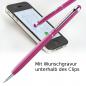 Preview: 10 Touchpen Drehkugelschreiber mit Gravur / aus Edelstahl / Farbe: pink