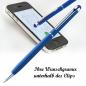 Preview: 10 Touchpen Drehkugelschreiber mit Namensgravur - aus Edelstahl - Farbe: blau