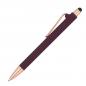 Preview: 10 Touchpen-Kugelschreiber aus Metall / gummiert / Farbe: roségold-bordeaux