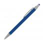 Preview: 10 Touchpen Kugelschreiber aus Metall mit Namensgravur - gummiert - Farbe: blau