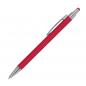 Preview: 10 Touchpen Kugelschreiber aus Metall mit Namensgravur - gummiert / Farbe: rot