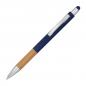 Preview: 10 Touchpen Kugelschreiber mit Gravur / mit Bambusgriffzone / Farbe: dunkelblau