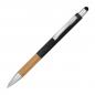 Preview: 10 Touchpen Kugelschreiber mit Gravur / mit Bambusgriffzone / Farbe: schwarz