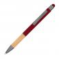 Preview: 10 Touchpen Kugelschreiber mit Griffzone aus Bambus mit Gravur / Farbe: bordeaux