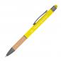 Preview: 10 Touchpen Kugelschreiber mit Griffzone aus Bambus mit Gravur / Farbe: gelb