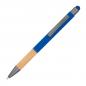 Preview: 10 Touchpen Kugelschreiber mit Griffzone aus Bambus mit Namensgravur - blau
