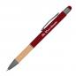 Preview: 10 Touchpen Kugelschreiber mit Griffzone aus Bambus mit Namensgravur - bordeaux