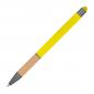 Preview: 10 Touchpen Kugelschreiber mit Griffzone aus Bambus mit Namensgravur - gelb