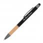 Preview: 10 Touchpen Kugelschreiber mit Griffzone aus Bambus mit Namensgravur - schwarz