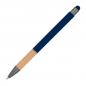 Preview: 10 Touchpen Kugelschreiber mit Griffzone aus Bambus mit Namensgravur -dunkelblau