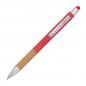 Preview: 10 Touchpen Kugelschreiber mit Namensgravur - mit Bambusgriffzone - Farbe: rot