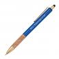 Preview: 10 Touchpen Metall-Kugelschreiber mit Gravur / mit Korkgriffzone / Farbe: blau