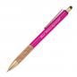 Preview: 10 Touchpen Metall-Kugelschreiber mit Gravur / mit Korkgriffzone / Farbe: pink