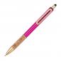 Preview: 10 Touchpen Metall-Kugelschreiber mit Gravur / mit Korkgriffzone / Farbe: pink