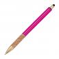 Preview: 10 Touchpen Metall-Kugelschreiber mit Gravur / mit Korkgriffzone / Farbe: pink