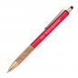 Preview: 10 Touchpen Metall-Kugelschreiber mit Gravur / mit Korkgriffzone / Farbe: rot
