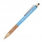 Preview: 10 Touchpen Metall-Kugelschreiber mit Gravur / mit Korkgriffzone Farbe: hellblau