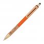 Preview: 10 Touchpen Metall-Kugelschreiber mit Namensgravur - mit Korkgriffzone - orange