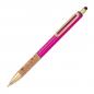 Preview: 10 Touchpen Metall-Kugelschreiber mit Namensgravur - mit Korkgriffzone - pink
