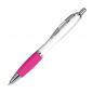 Preview: 100 Kugelschreiber aus Kunststoff / Farbe: weiß-pink