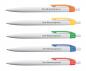 Preview: 100x Kugelschreiber mit Gravur / Clipfarbe: je 20x grün, orange, gelb, rot, blau