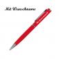 Preview: 10x Drehbarer Kugelschreiber aus Metall mit Namensgravur - mit Velouretui - rot