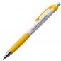 Preview: 20x Kugelschreiber mit Gravur / mit gummierter Griffzone / Farbe: weiß-gelb