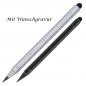 Preview: 2x Tintenloser Touchpen Lineal Kugelschreiber mit Gravur / je 1x schwarz+silber