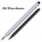 Preview: 2x Tintenloser Touchpen Lineal Kugelschreiber mit Namensgravur - schwarz+silber
