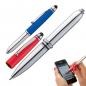 Preview: 2x Touchpen Kugelschreiber mit LED Licht & Touchscreenstift / 1x rot + blau