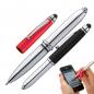 Preview: 2x Touchpen Kugelschreiber mit LED Licht & Touchscreenstift / 1x rot + schwarz