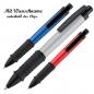 Preview: 3 Kugelschreiber mit Namensgravur aus Aluminium - je 1x metallic grau,blau,rot