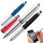 Preview: 3x Touchpen Kugelschreiber / LED Licht & Touchscreenstift / 1x blau rot  schwarz